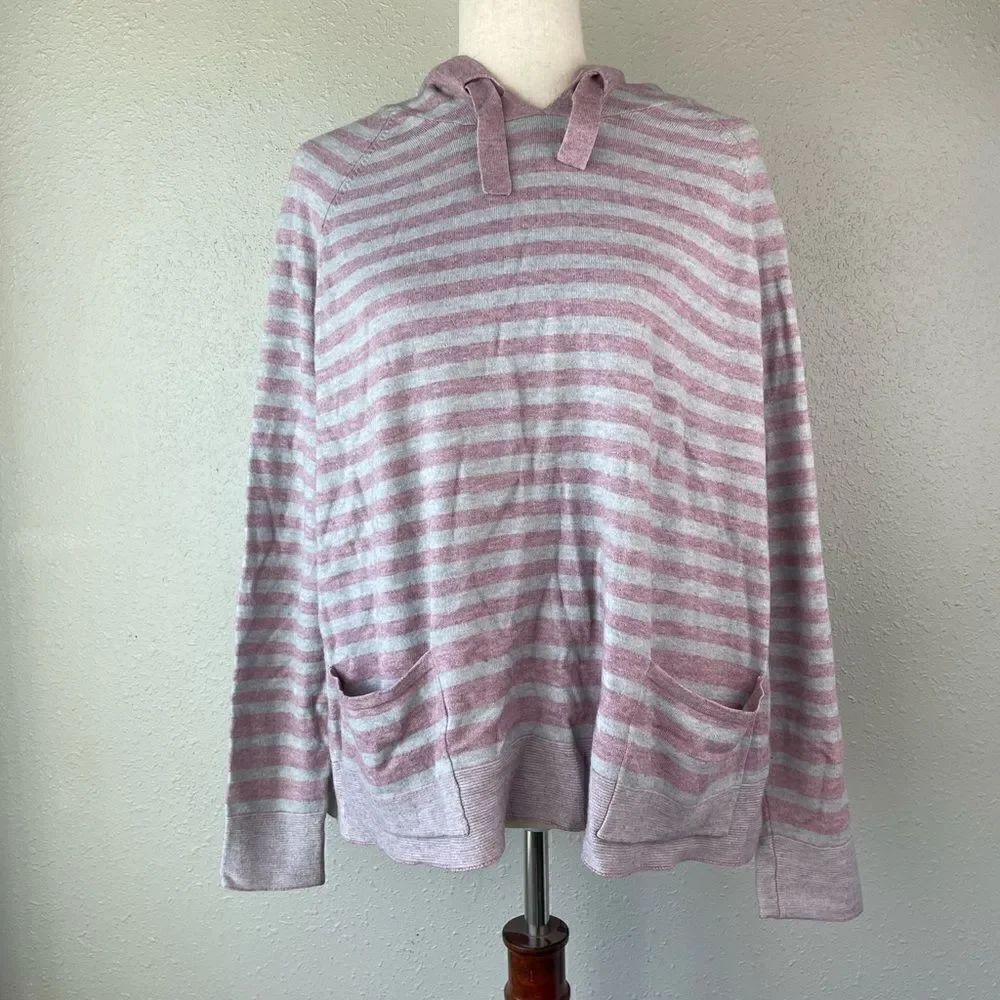 Cyrus Gray and Mauve Striped Hoodie Size L EUC